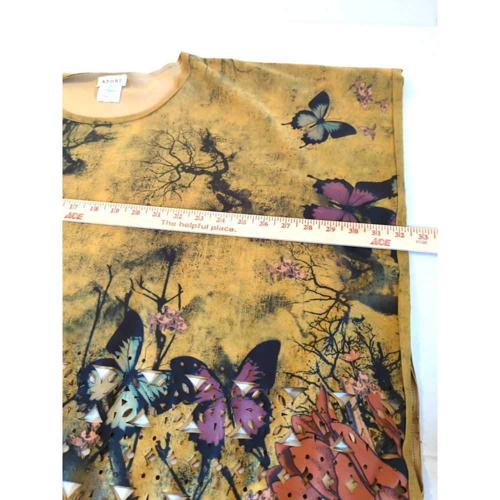 Vtg Adore Poncho Top XL Butterflies Fringe Art to Wear Festival Boho Lagan Look - Picture 10 of 11